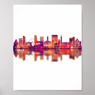 Affiche Lille France Skyline
