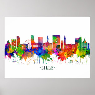 Affiche Lille France Skyline