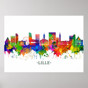 Affiche Lille France Skyline