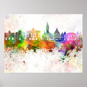 Affiche Lille skyline in background watercolor