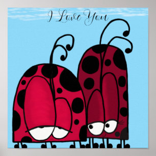 Affiche L'illustration de coccinelle d'amour non partagé