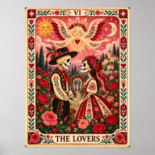 Affiche L'illustration de la carte de tarot des Amoureux p