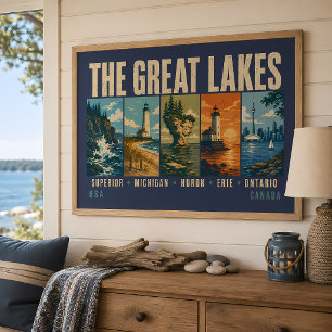 Affiche L'illustration vintage des monuments des Grands La