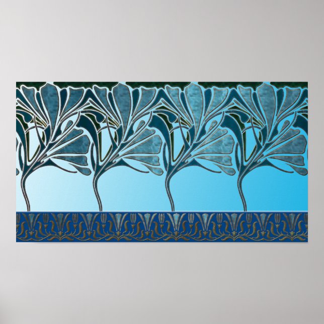 AFFICHE LILY, ART NOUVEAU FLORAL : MER GRECIENNE (Devant)