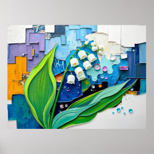 Affiche Lily de la Vallée Gracieux dans un Style Abstrait