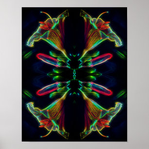 Affiche Lily Miroir Neon Abstrait Flower Art