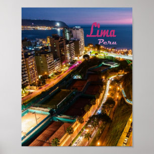 Affiche Lima Pérou Capitale Côte Pacifique Ville Lumière N