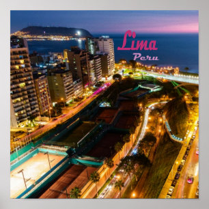 Affiche Lima Pérou Capitale Côte Pacifique Ville Lumière N