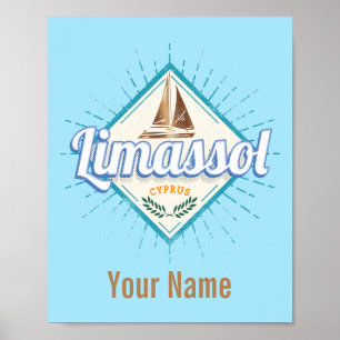 Affiche Limassol City Chypre Voilier Rétro Vintage