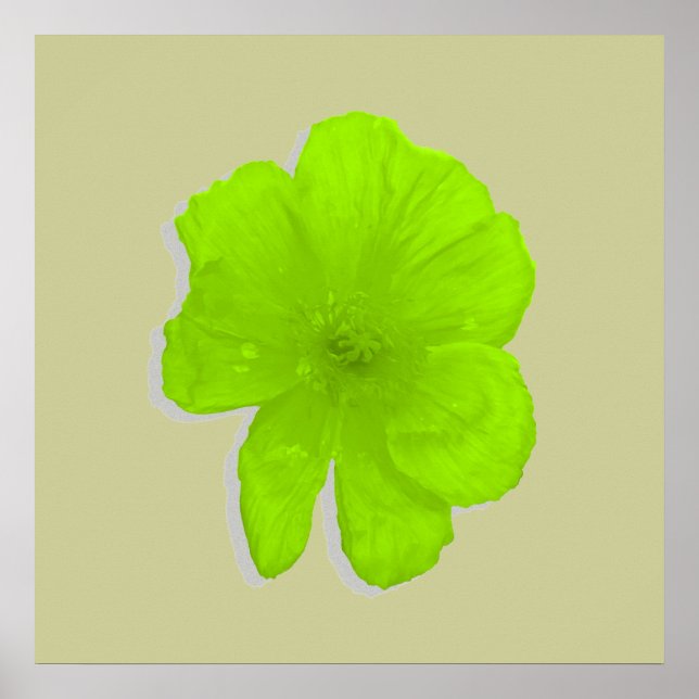 Affiche Lime électrique / Fleur PopArt (Devant)