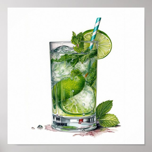 Affiche Lime Et Cocktail De Glace Art (Devant)