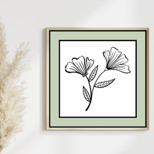 Affiche Limite florale Duo noir lignes vert pâle