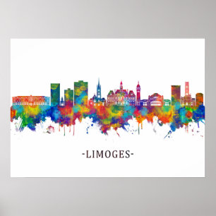 Affiche Limoges France Skyline