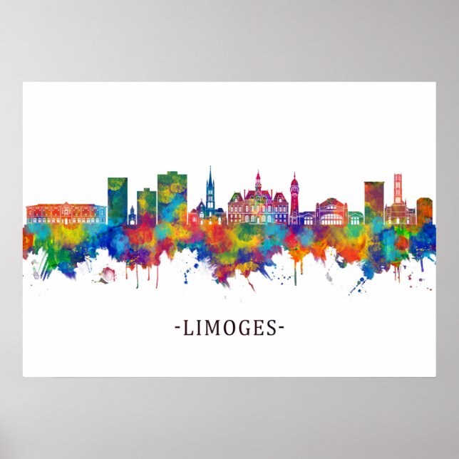 Affiche Limoges France Skyline (Devant)