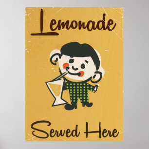 Affiche Limonade servie ici publicité vintage de boissons