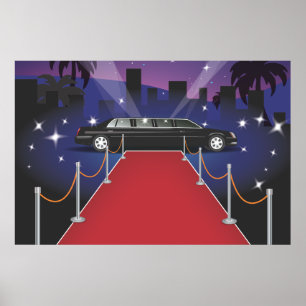 Affiche Limousine de célébrité sur tapis rouge