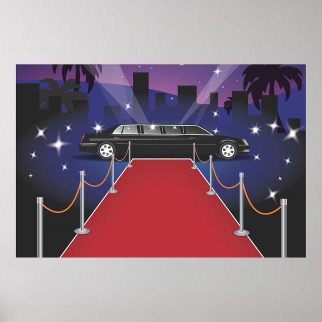 Affiche Limousine de célébrité sur tapis rouge (Devant)