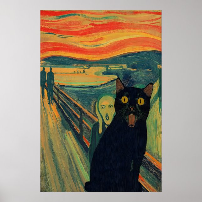 Affiche L'impression d'art de chat The Scream Funny Giclée (Devant)