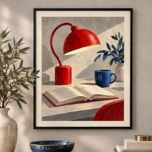 Affiche L'Impression d'art de lampe de lecture rouge