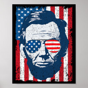 Affiche Lincoln Beard Sungles & Drapeau Américain 4th