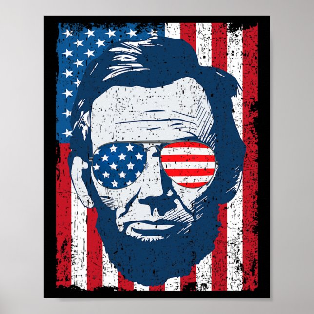Affiche Lincoln Beard Sungles &amp; Drapeau Américain 4th  (Devant)
