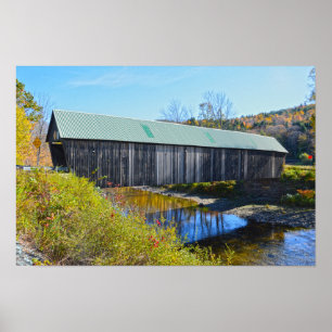 Affiche Lincoln Covered Bridge, Automne, Woodstock, Vermon