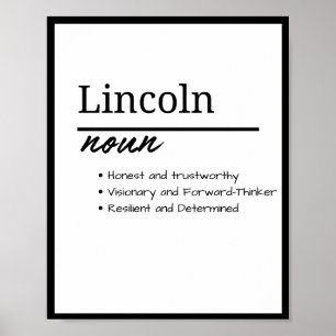 Affiche Lincoln, Garçon Personnalisé Nom Définition