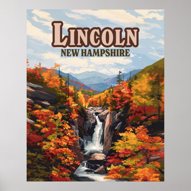 Affiche Lincoln New Hampshire Franconia Falls Automne (Devant)