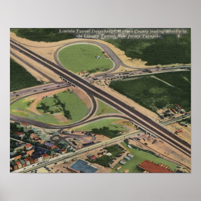 Affiche Lincoln Tunnel, NJ Turnpike Exchange Vintage (Devant)