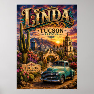 Affiche Linda Tucson Arizona Conception Sud-Ouest Personna