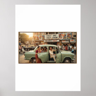 Affiche L'Inde nostalgique des années 1970 : voiture Ambas