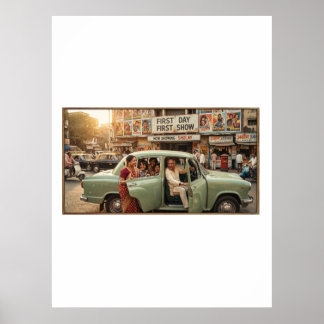 Affiche L'Inde nostalgique des années 1970 : voiture Ambas
