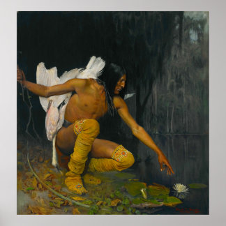 Affiche L'Indien et la pinceau Lily George de Forest