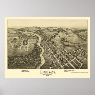 Affiche Lindsey, PA Carte panoramique - 1895