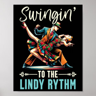 Affiche Lindy Hop Dancer Swancing Partenaire Swing Da