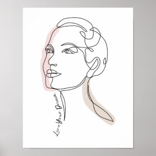 Affiche Line Art Dessin de femme - Vivez vos rêves