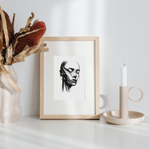 Affiche Line Art Femme Abstrait noir et blanc