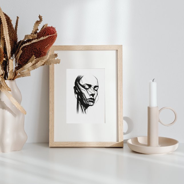 Affiche Line Art Femme Abstrait noir et blanc (Créateur téléchargé)