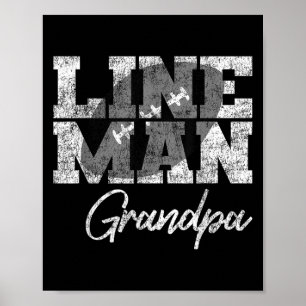 Affiche Lineman Grandpa - Joueur de football - Famille cor
