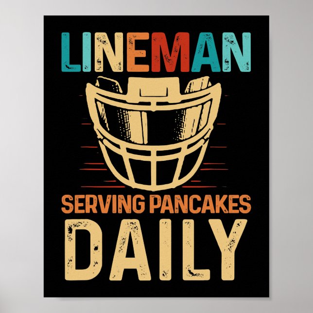 Affiche Lineman Serving Pancakes Daily Football Offensive (Devant)