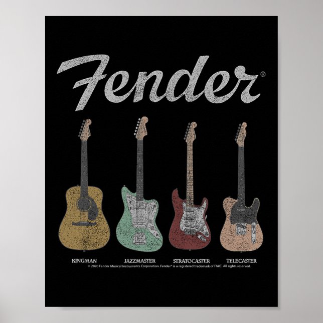 Affiche Lineup de guitare vintage (Devant)