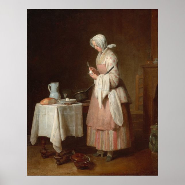 Affiche L'infirmière attentive - Jean-Siméon Chardin Art (Devant)