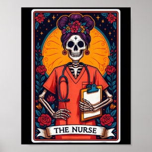 Affiche L'infirmière Skeleton Tarot Card Drôle infirmière