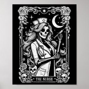 Affiche L'infirmière Skeleton Tarot Card Drôle infirmière