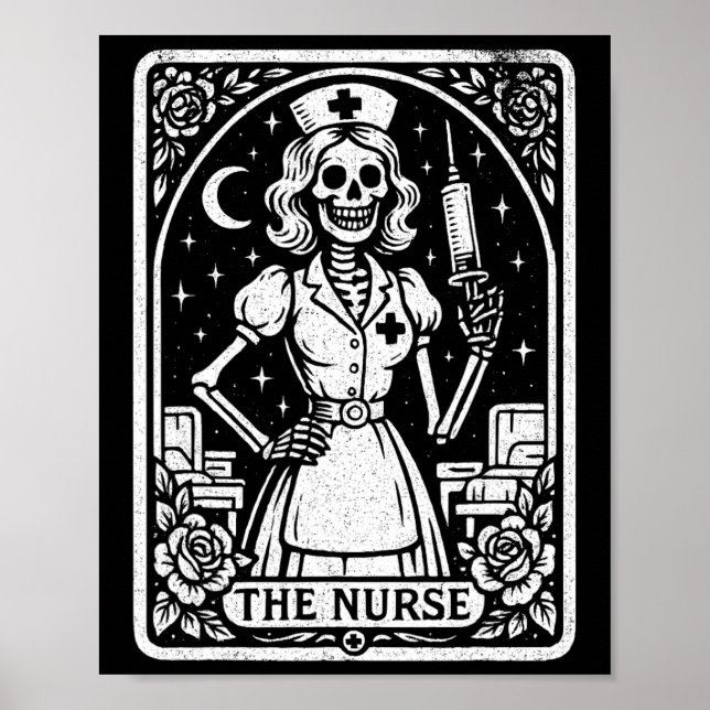 Affiche L'Infirmière Skeleton Tarot Card Funny Nurse Rn Lp (Devant)