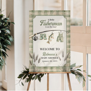 Affiche Linge de maison à carreaux Pêche Baby Shower de bi