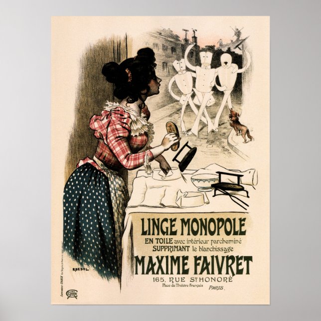 Affiche LINGE MONOPOLE Lave-linge Auguste Roedel (Devant)