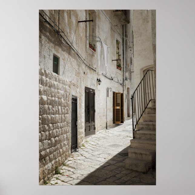 Affiche Linge suspendu pour sécher dans une ruelle en Ital (Devant)