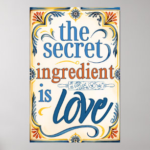Affiche L'ingrédient Secret Est L'amour Cuisine Vintage