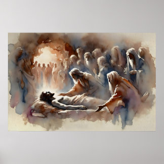 Affiche L'Inhumation de Jésus – Art Chrétien Aquarelle